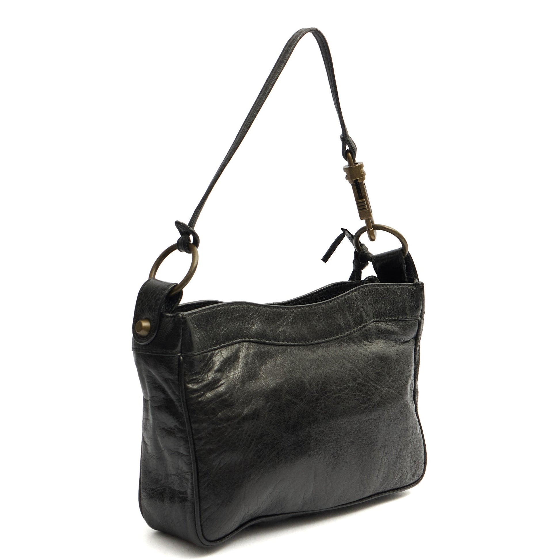 Balenciaga Shoulder Bag Motocross Crossbody in Black, Leather — Side View