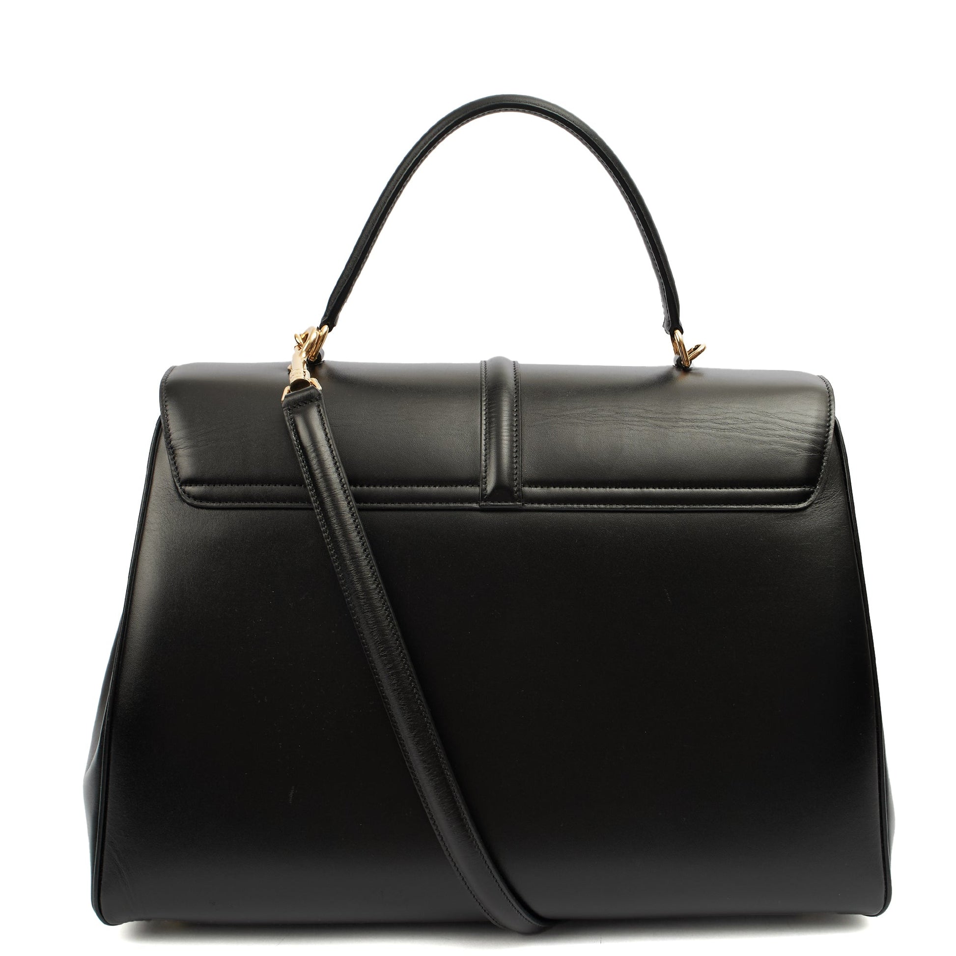 Celine Tote Box Bag - Medium in Black, Leather — Back View