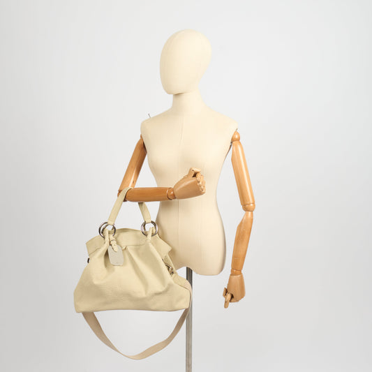 Mulberry Shoulder Bag Tote in Cream, Calfskin Leather — Side View