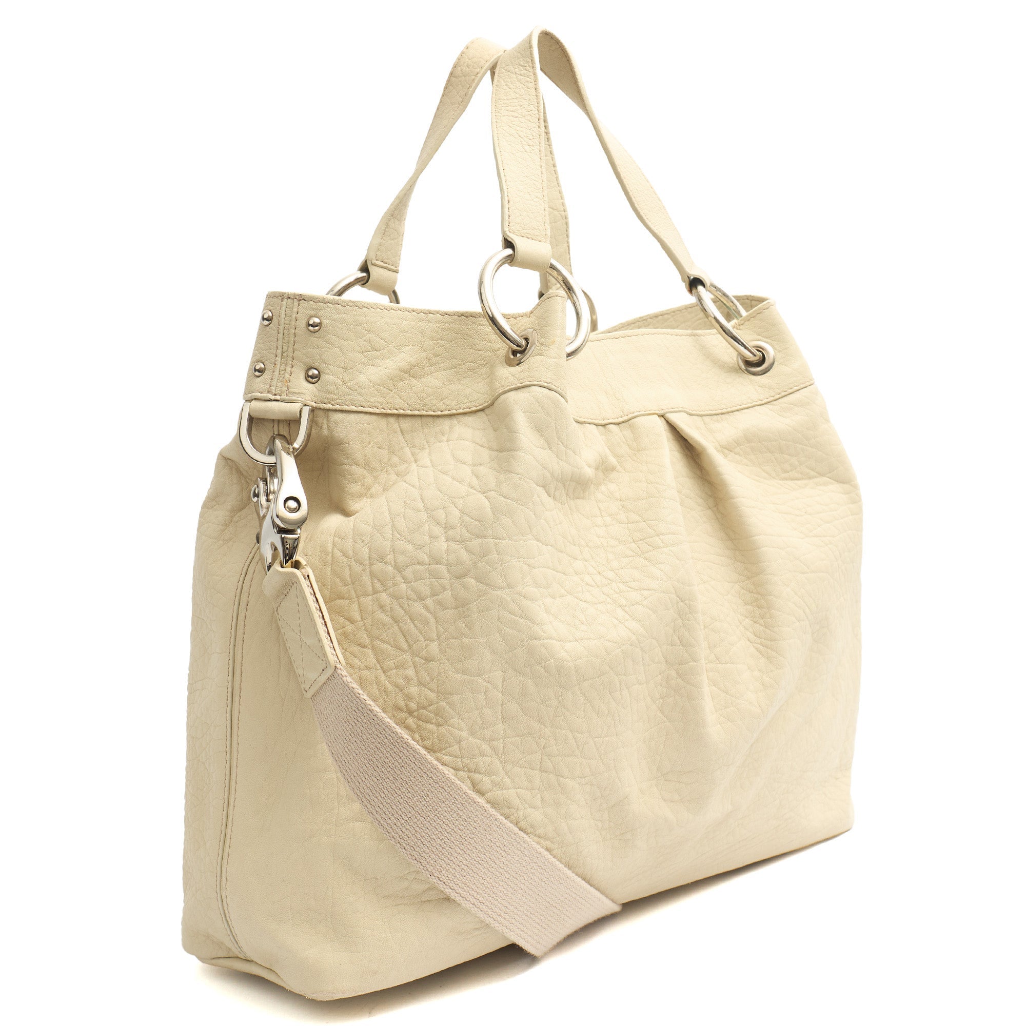 Mulberry Shoulder Bag Tote in Cream, Calfskin Leather — Back View