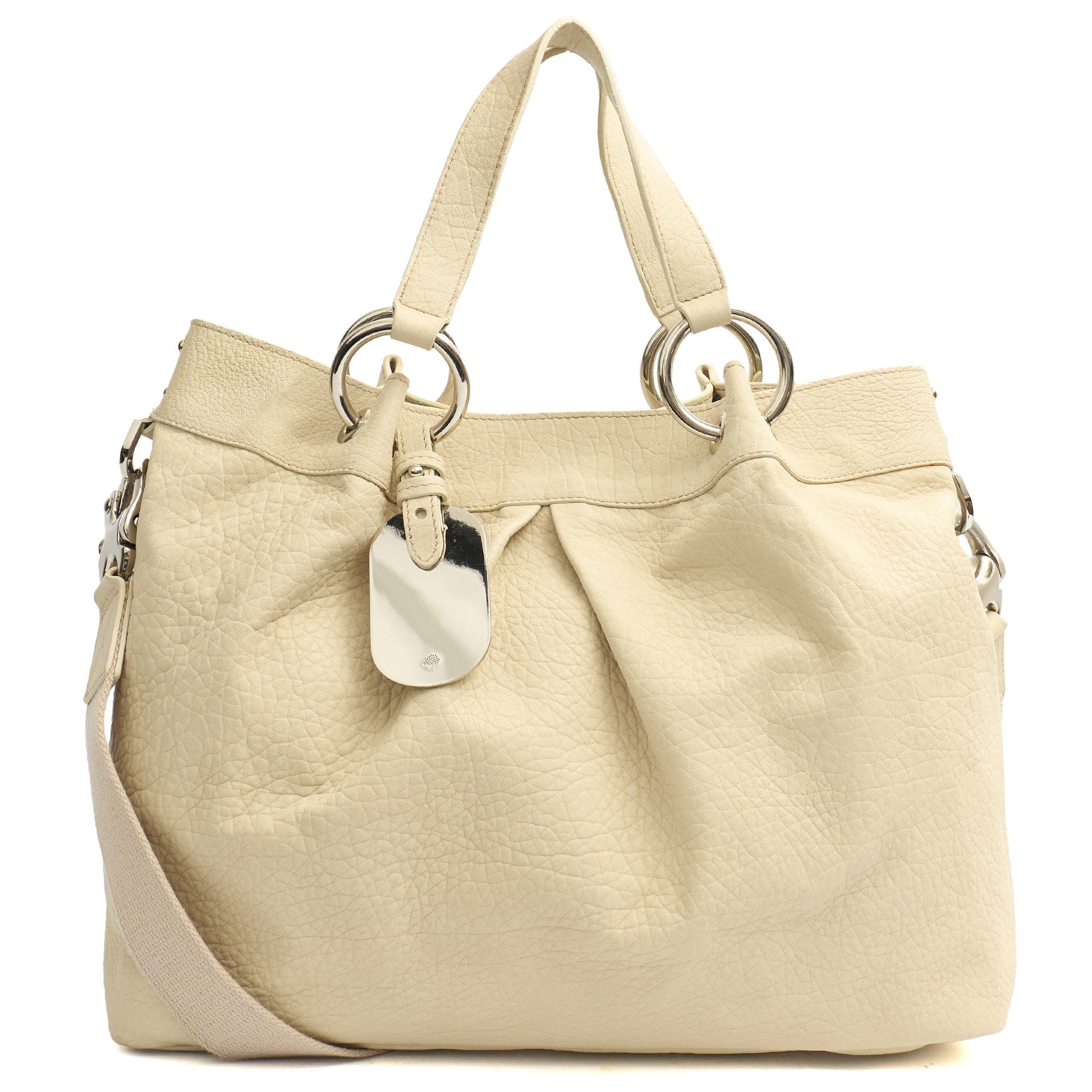 Mulberry Shoulder Bag Tote in Cream, Calfskin Leather — Front View