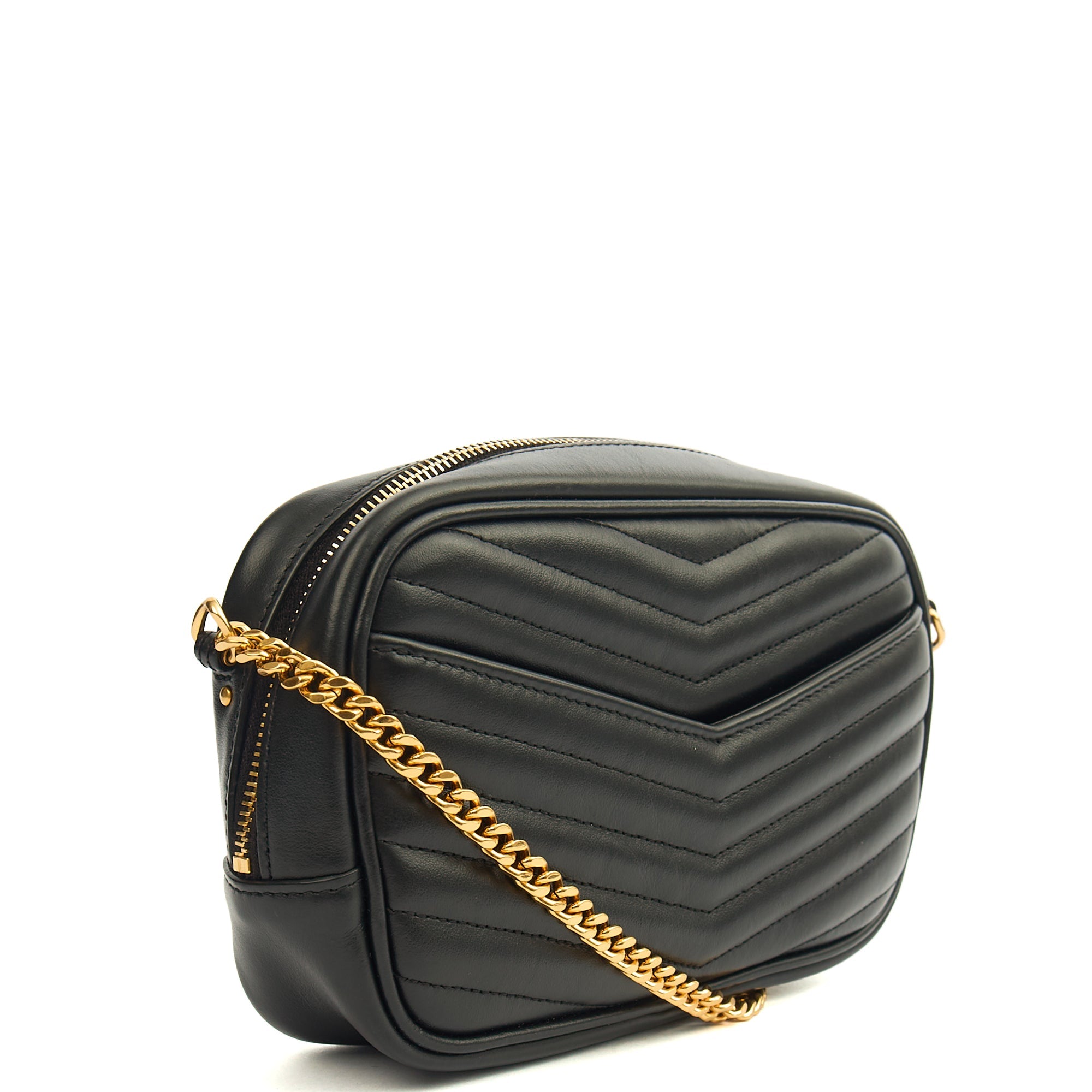 Saint Laurent Cross Body Lou Mini Crossbody in Black, Leather — Side View
