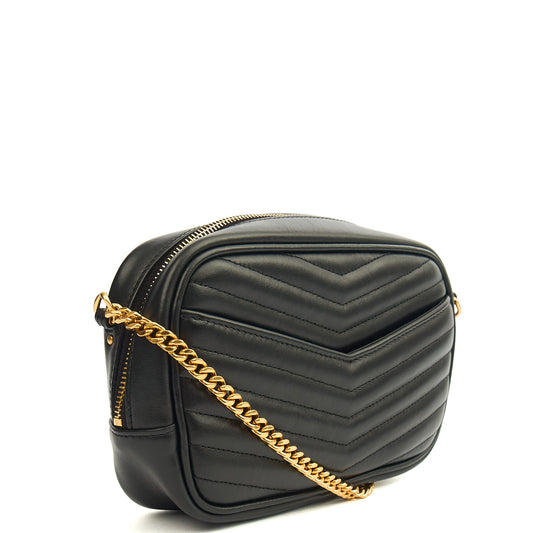 Saint Laurent Cross Body Lou Mini Crossbody in Black, Leather — Side View