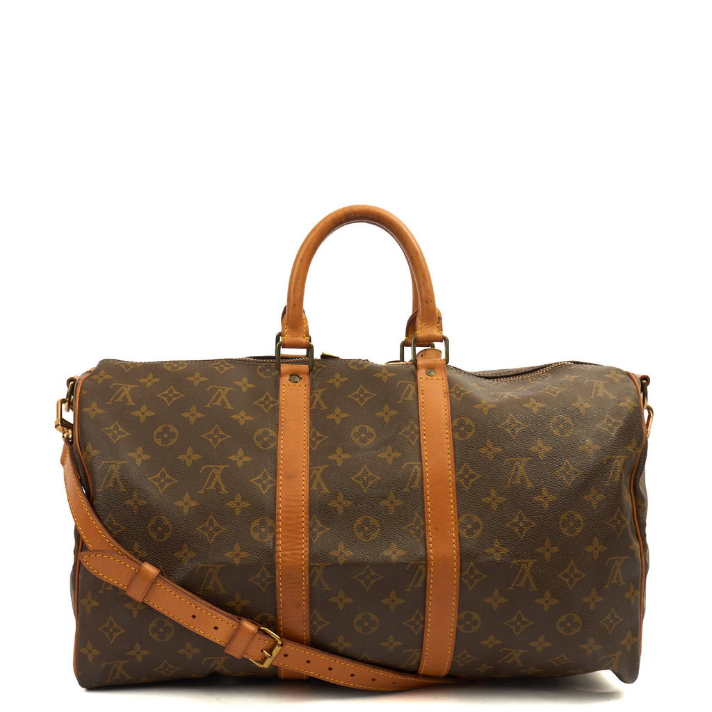 Louis Vuitton Tote Keepall 45 Bandouliere in Monogram, Canvas — Top View