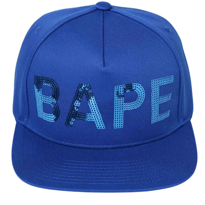 Bape Sequin Snap Back Cap Blue — Front View