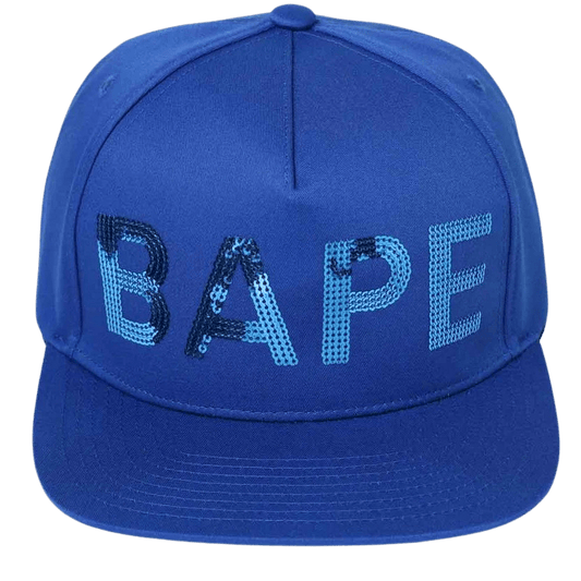Bape Sequin Snap Back Cap Blue — Front View