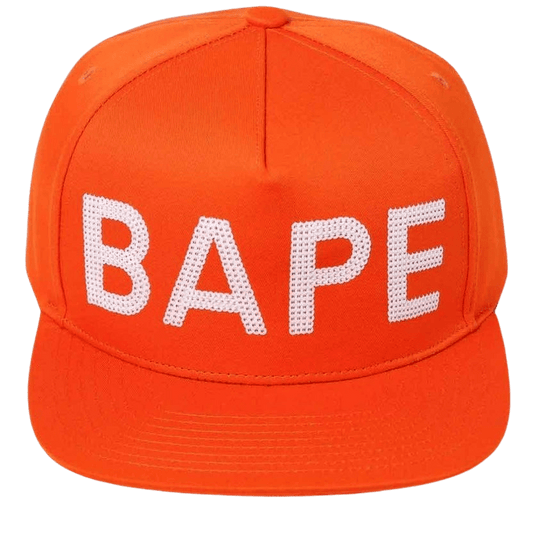 Bape Sequin Snap Back Cap Orange — Front View