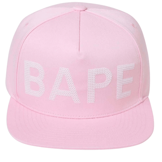Bape Sequin Snap Back Cap Pink — Front View