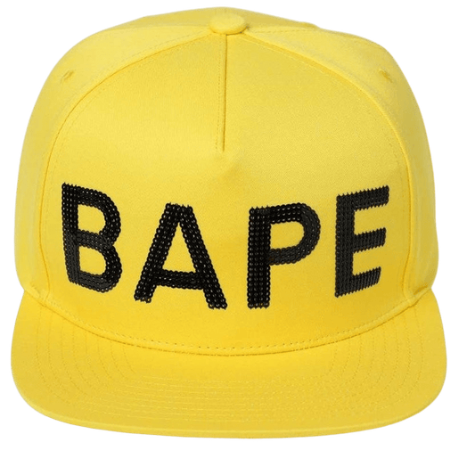 Bape Sequin Snap Back Cap Yellow — Front View