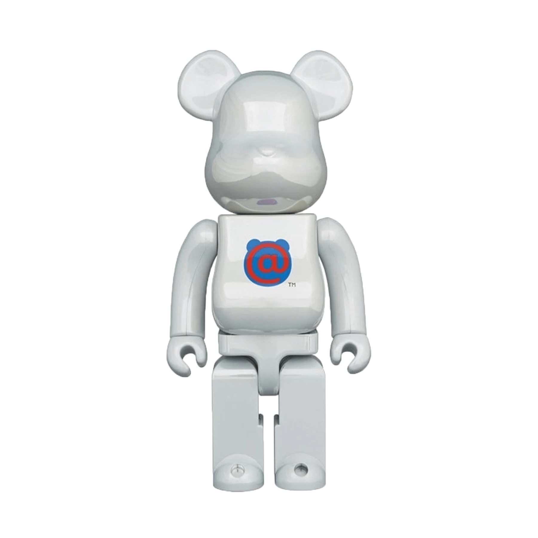 Bearbrick 20th Anniv. 1st Model 1000% White Chrome — Front View