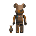 Bearbrick x atmos x Sean Wotherspoon 100% & 400% Set Brown — Front View