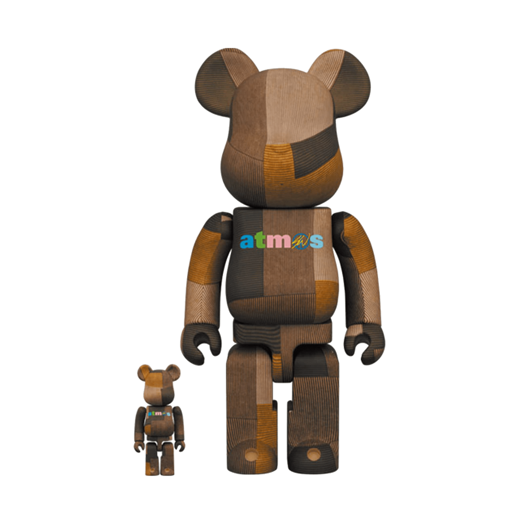 Bearbrick x atmos x Sean Wotherspoon 100% & 400% Set Brown — Front View