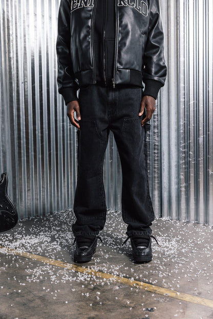 Benir Clothing Relaxed Carpenter Denim - Blackout — 28 — Side View