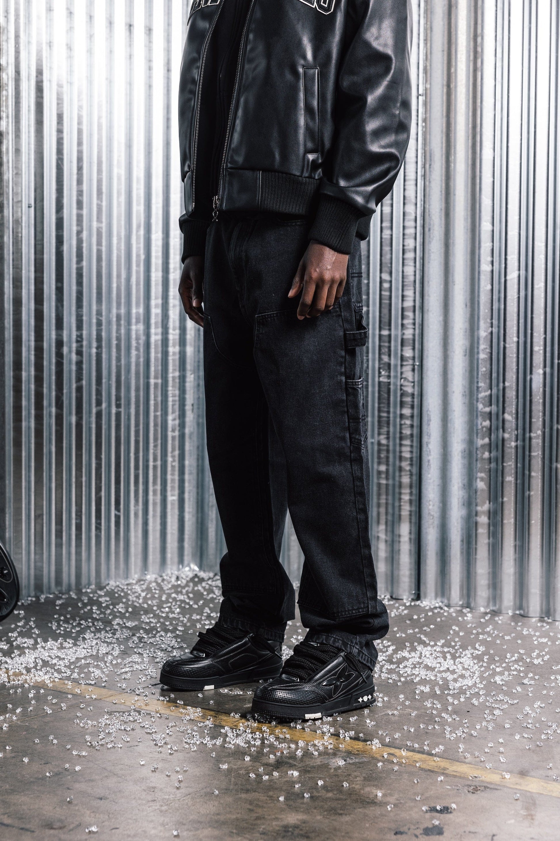Benir Clothing Relaxed Carpenter Denim - Blackout — 28 — Back View