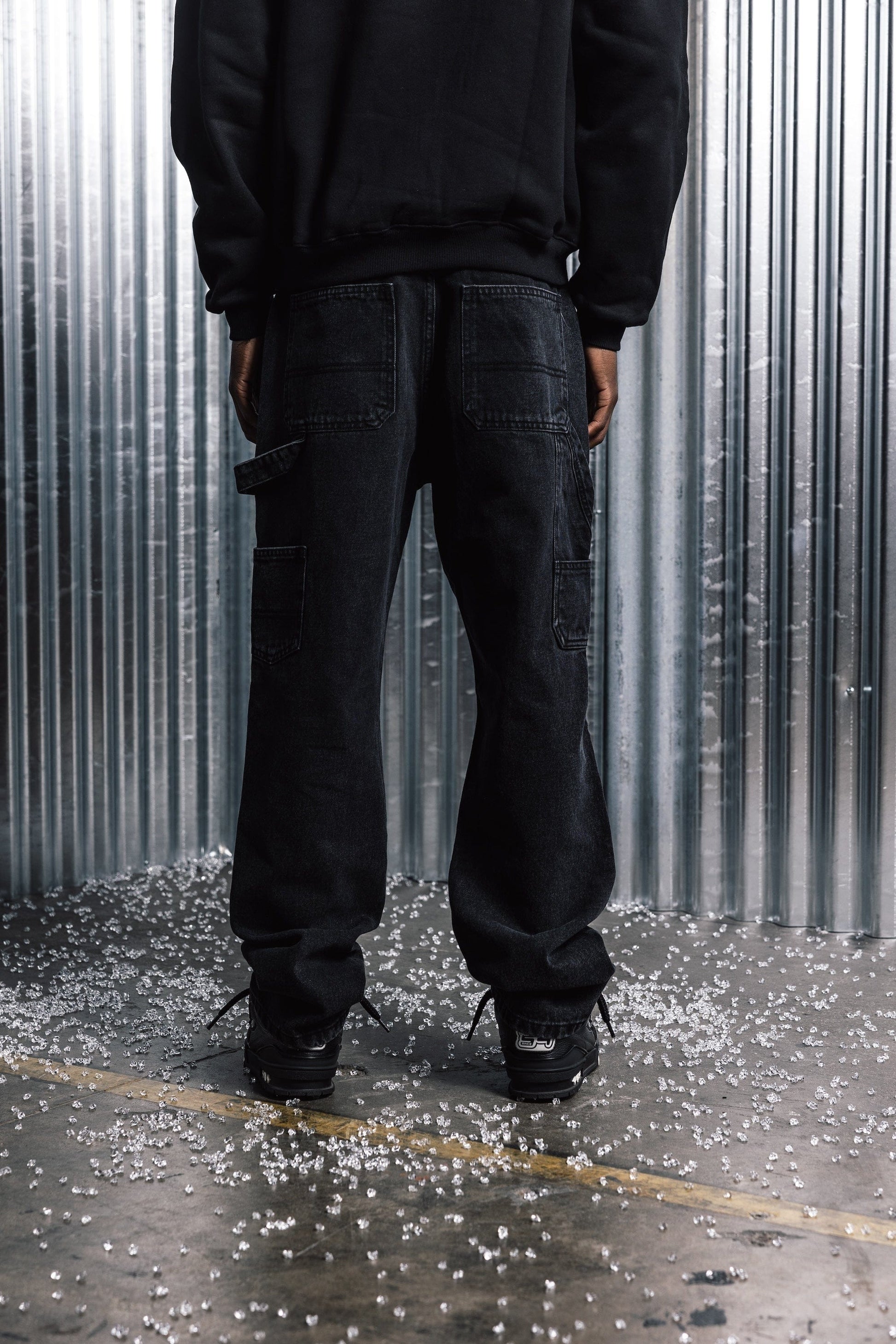 Benir Clothing Relaxed Carpenter Denim - Blackout — 28 — Top View