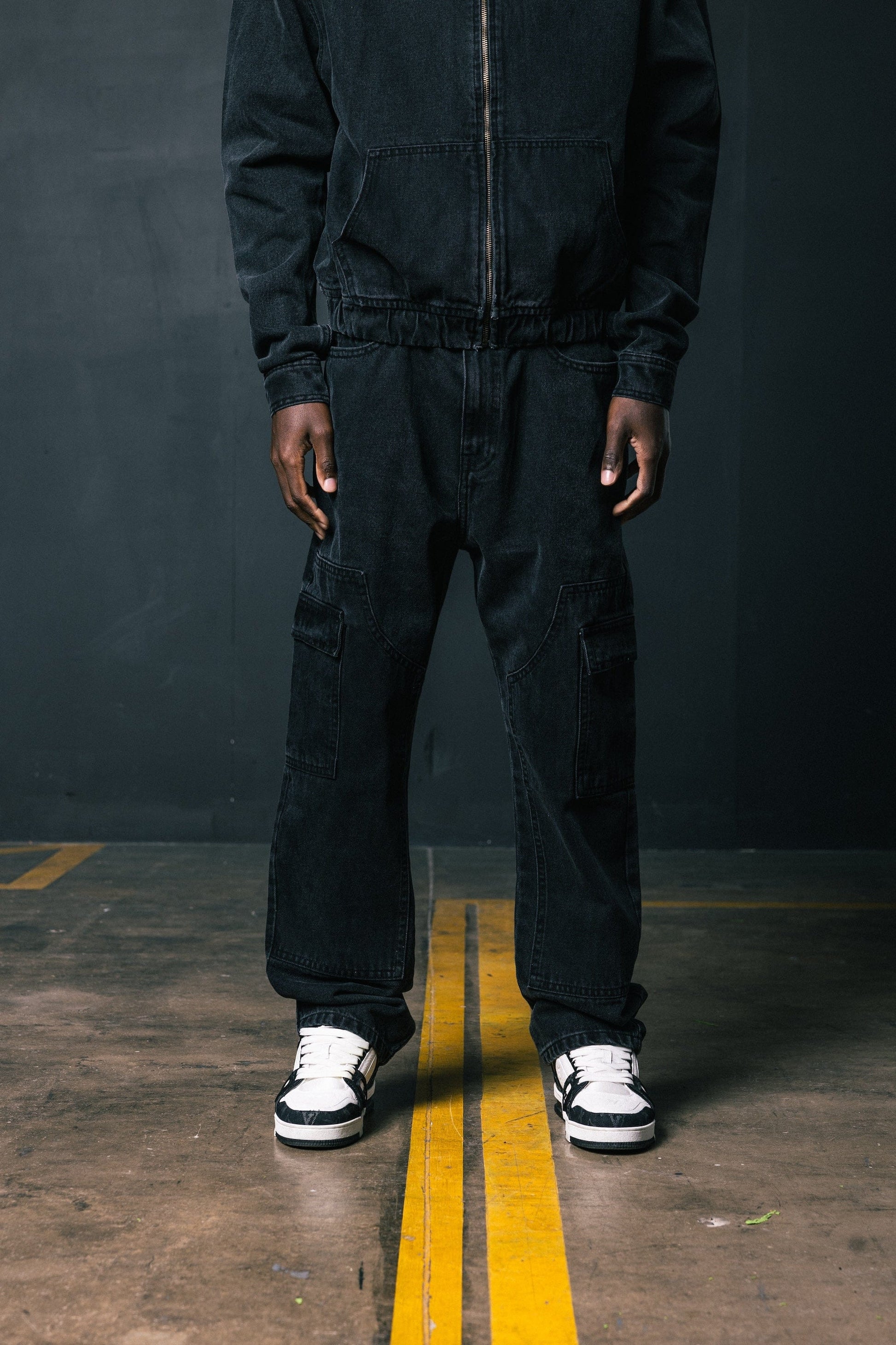 Benir Clothing Cargo Carpenter Denim - Blackout — 28 — Side View