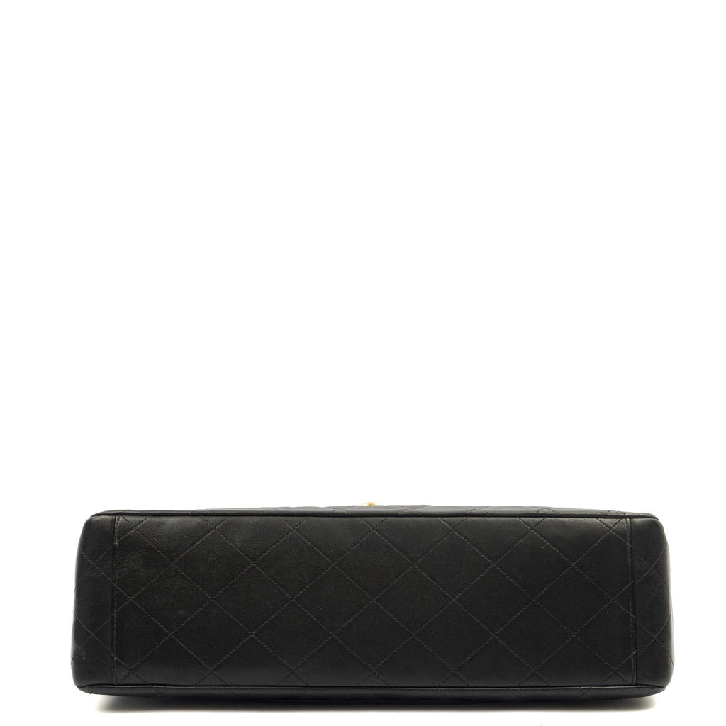 Chanel Shoulder Bag Maxi Jumbo XL in Black, Lambskin Leather — Top View