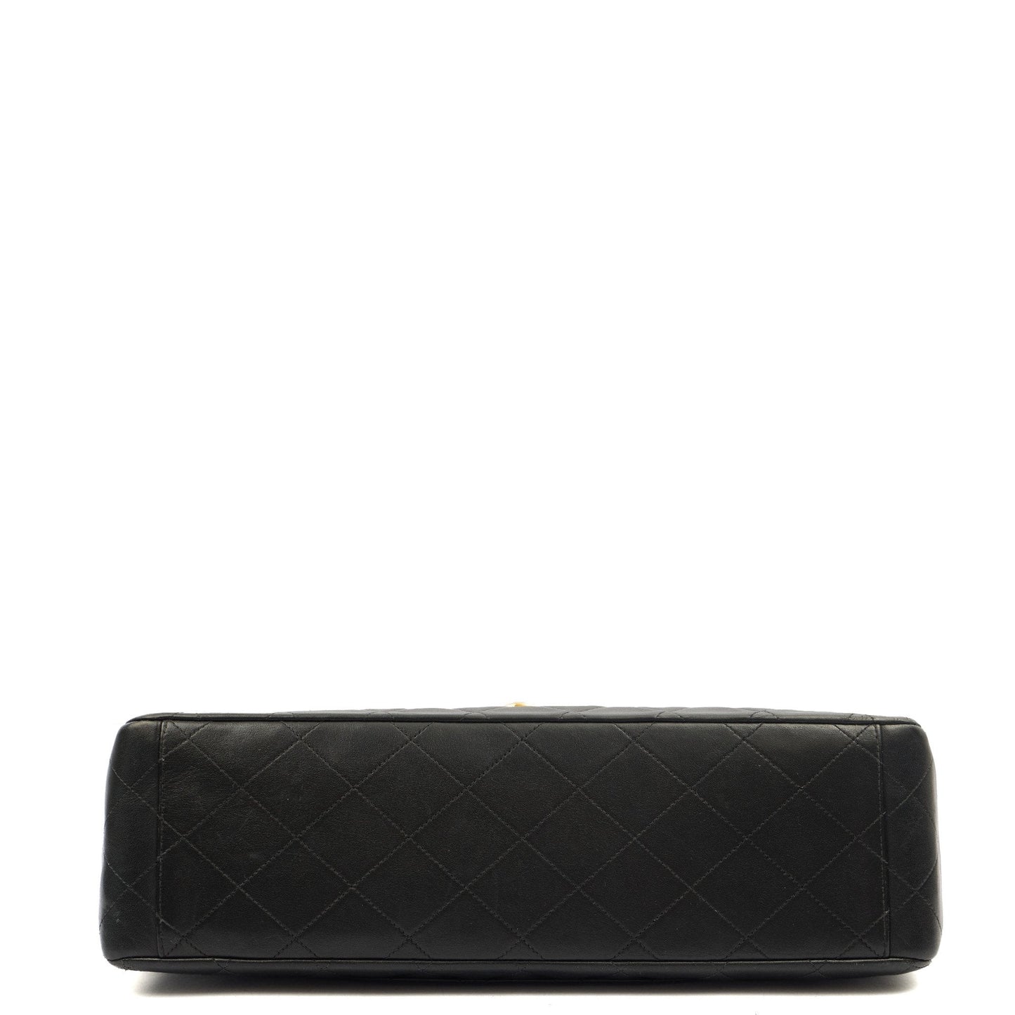 Chanel Shoulder Bag Maxi Jumbo XL in Black, Lambskin Leather — Top View