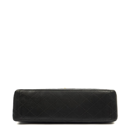 Chanel Shoulder Bag Maxi Jumbo XL in Black, Lambskin Leather — Top View