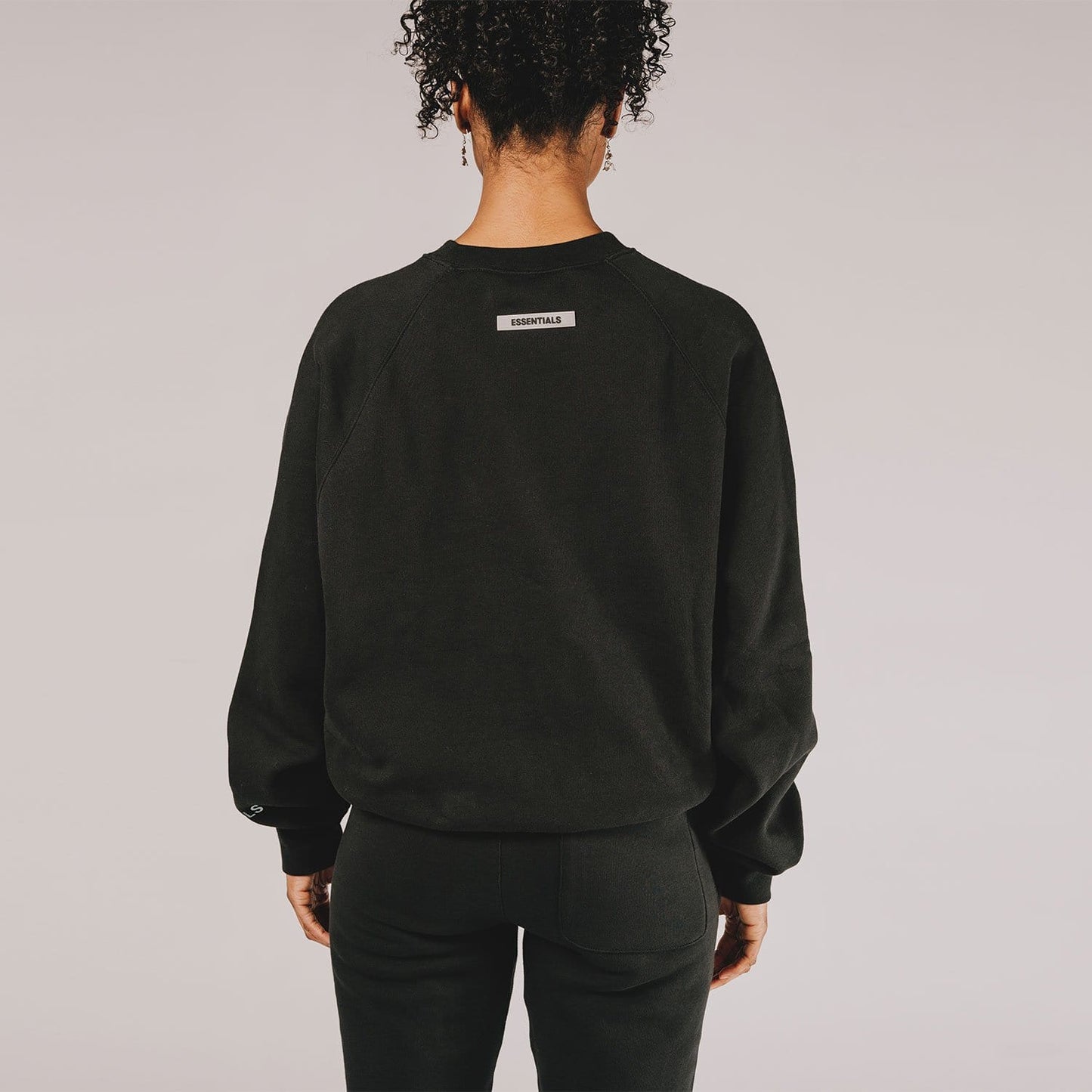 FEAR OF GOD ESSENTIALS 3D Silicon Applique Crewneck Dark Slate/Stretch Limo/Black — XXS — Lifestyle View