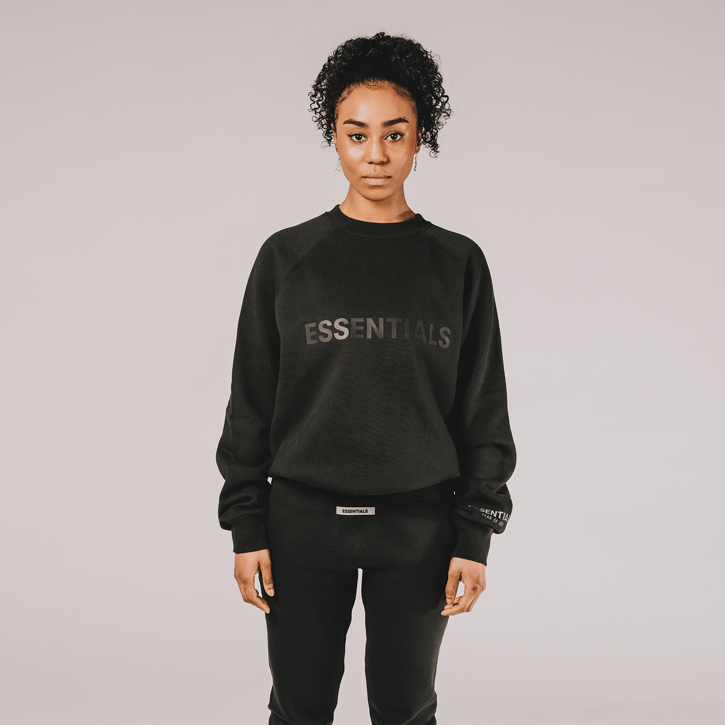 FEAR OF GOD ESSENTIALS 3D Silicon Applique Crewneck Dark Slate/Stretch Limo/Black — XXS — Back View