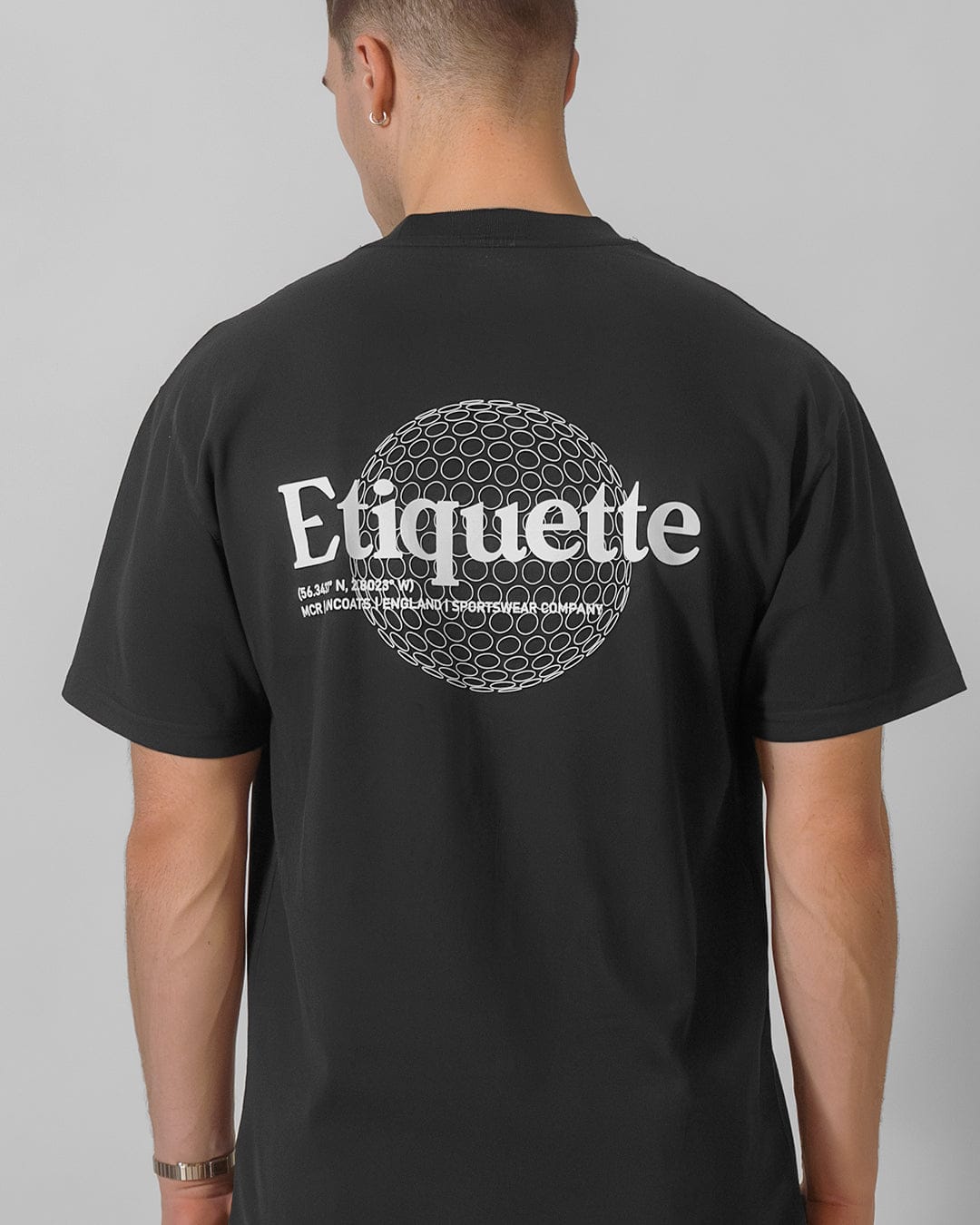Etiquette Sphere Tee 'Black' — Faded Black — Size S — Back View