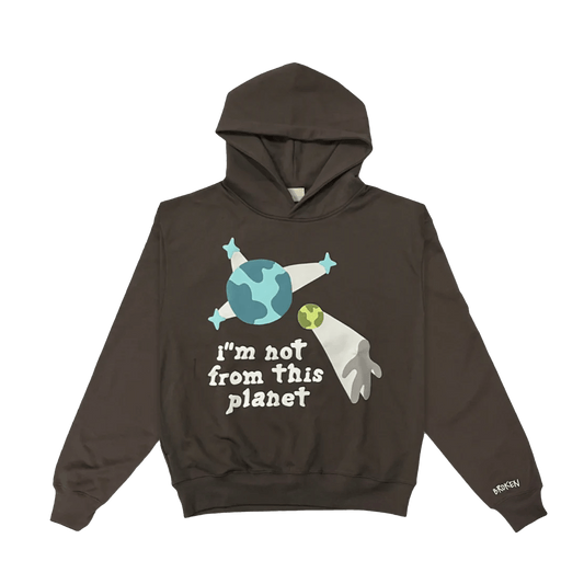 Broken Planet I'm Not From This Planet Hoodie 'Brown' — XXS — Front View