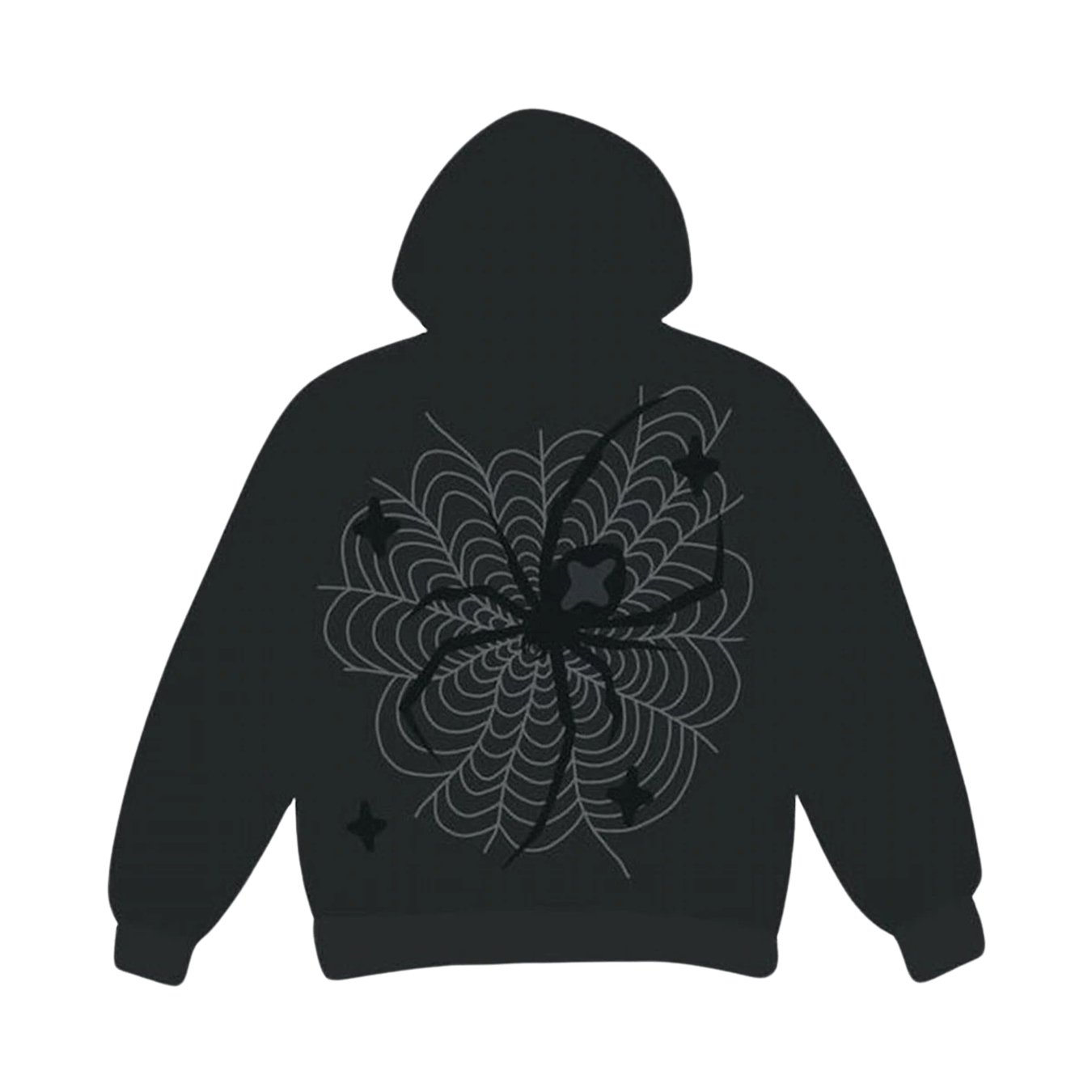 Broken Planet Spider Web Zip Up Hoodie 'Soot Black' — XXS — Front View