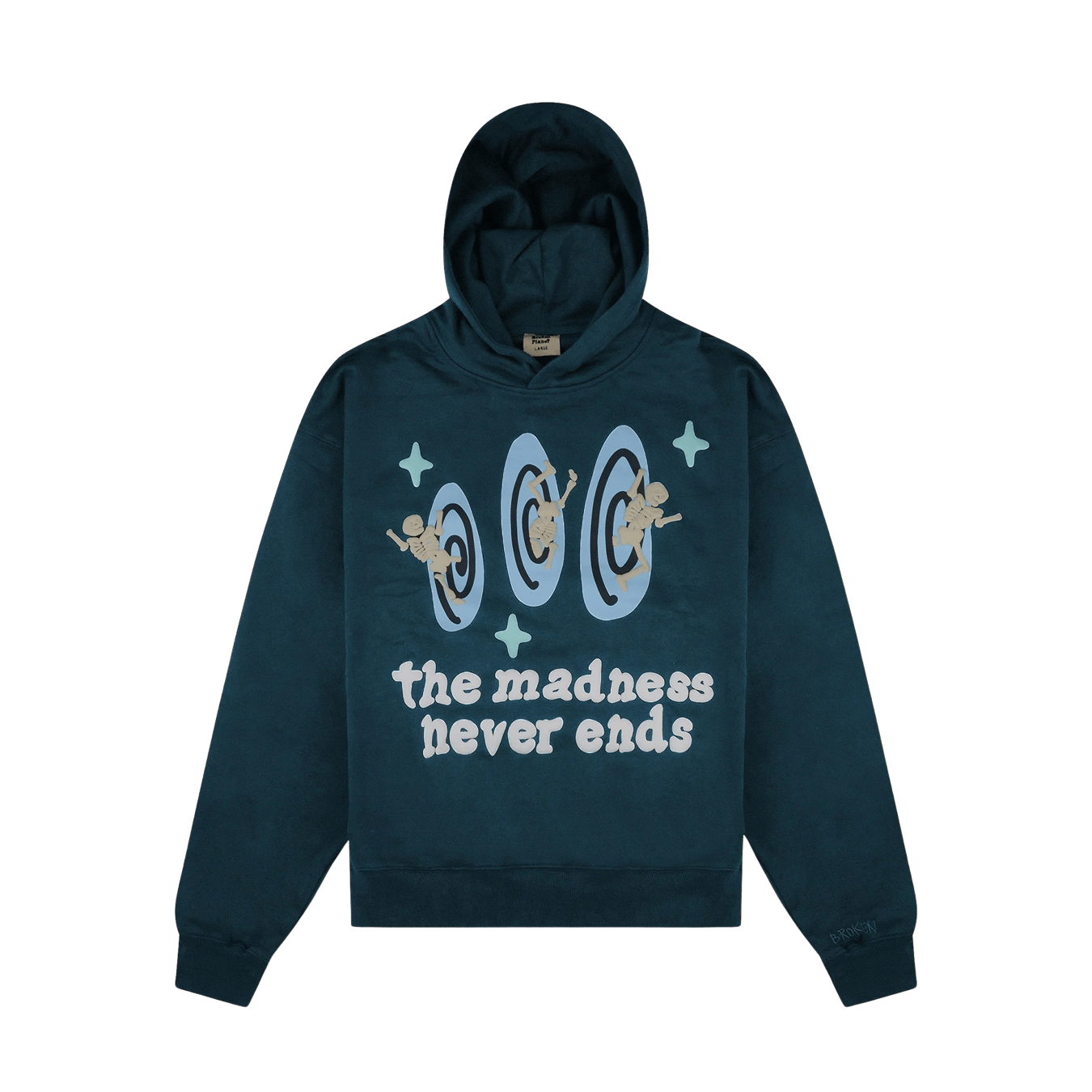 Broken Planet The Madness Never Ends Hoodie 'Navy' — XXS — Front View
