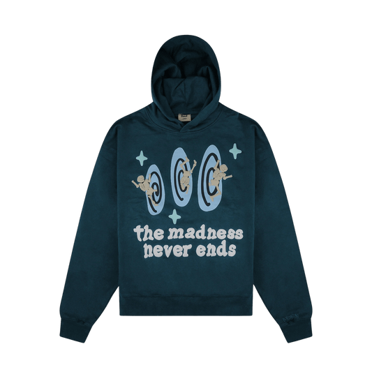 Broken Planet The Madness Never Ends Hoodie 'Navy' — XXS — Front View