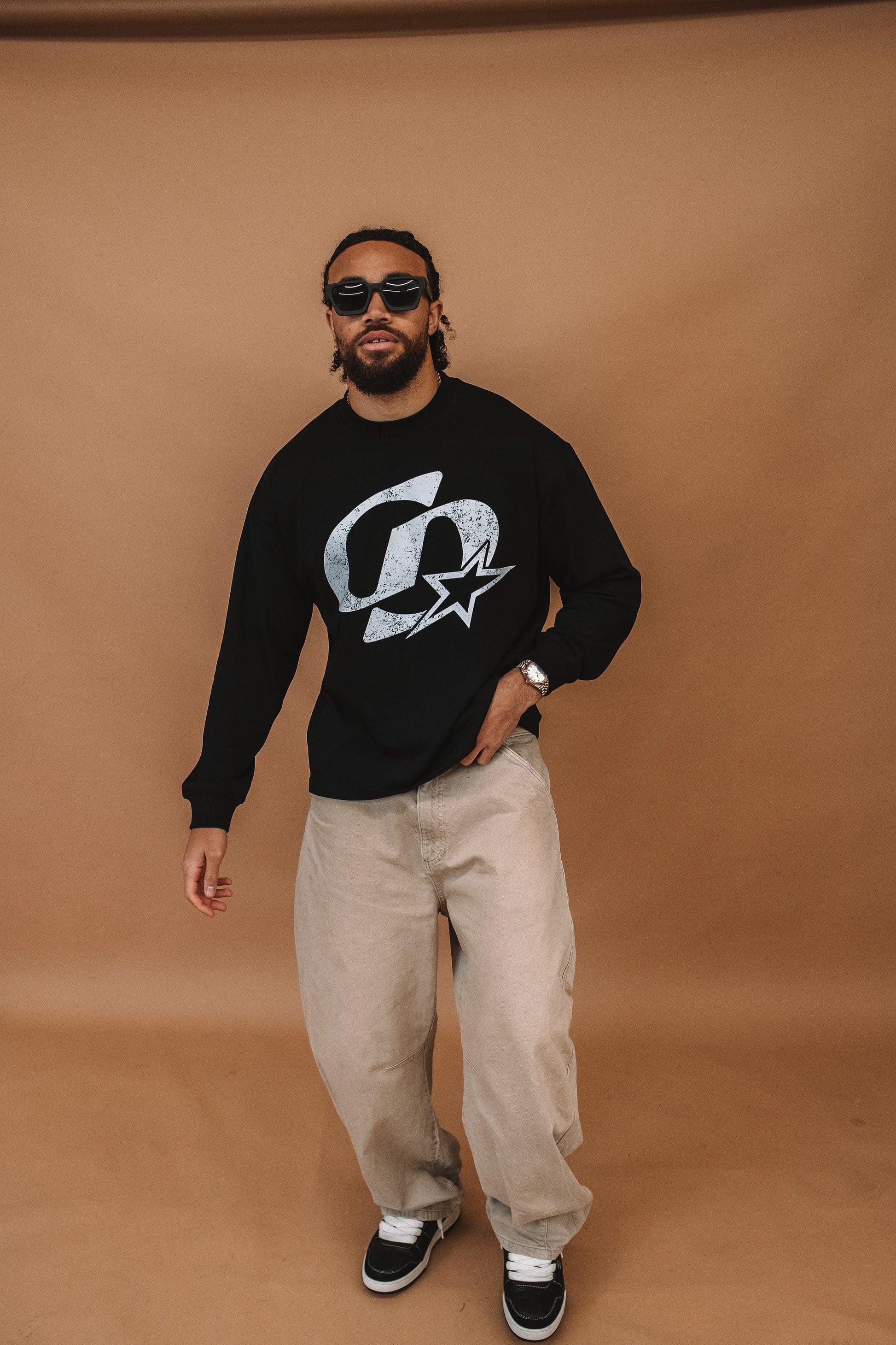 Cardair CD Star Long Sleeve T Shirt - Black — S — Side View