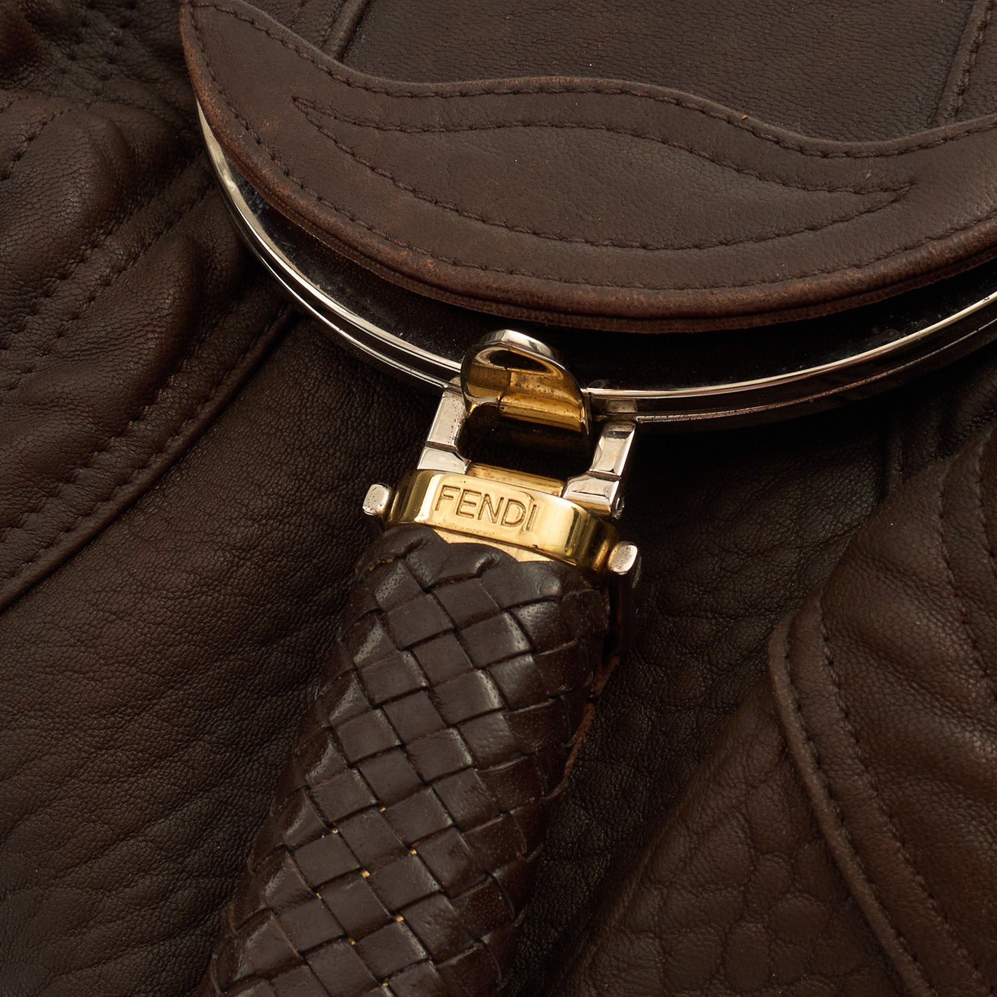 Fendi Tote Spy Bag in Brown, Leather — Side View