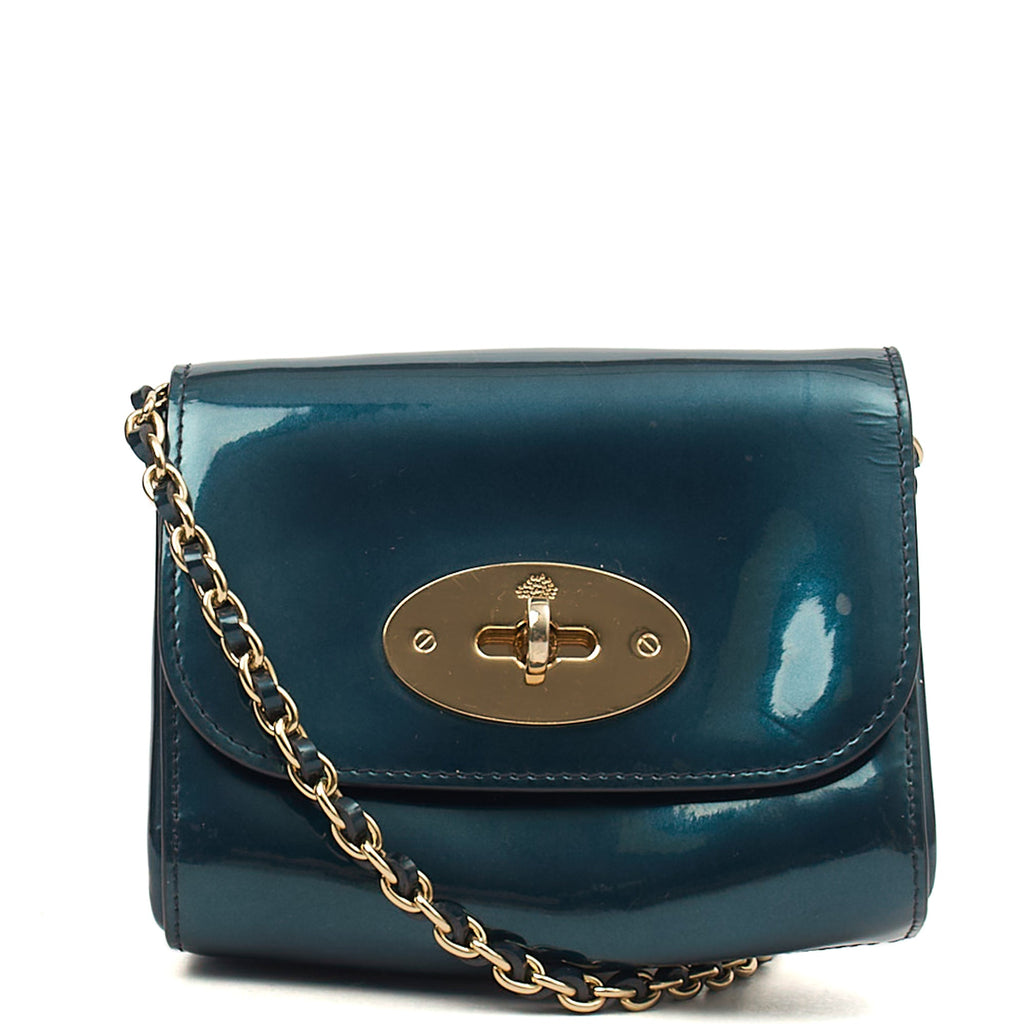 Mulberry Mini Bag Lily - Mini  in Blue, Patent Leather — Front View