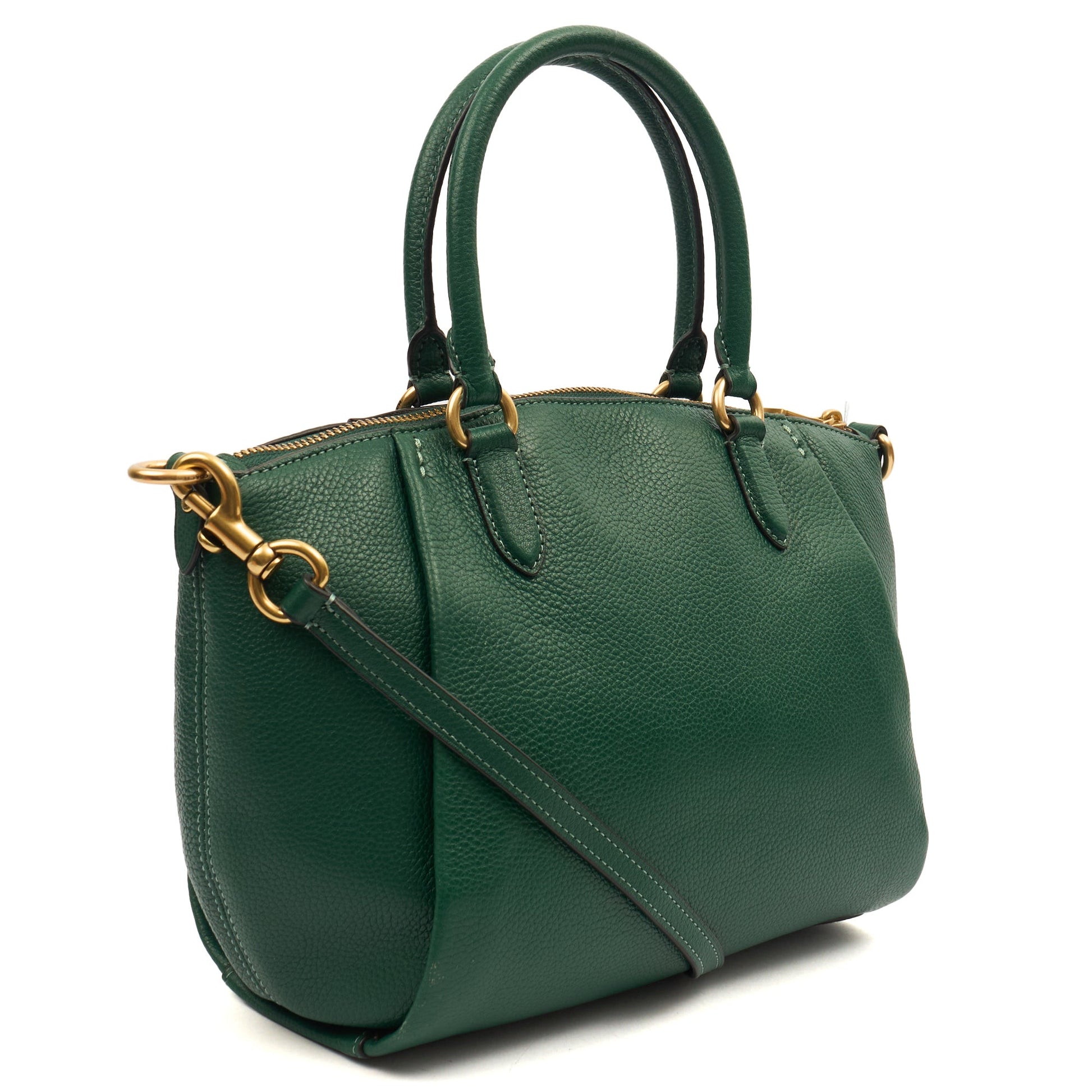 Coach Satchel Elise Satchel in Green, Leather — Back View
