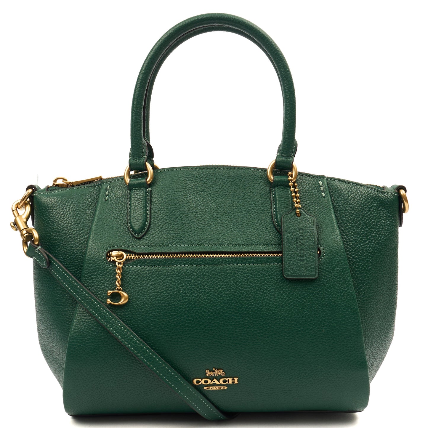 Coach Satchel Elise Satchel in Green, Leather — Front View
