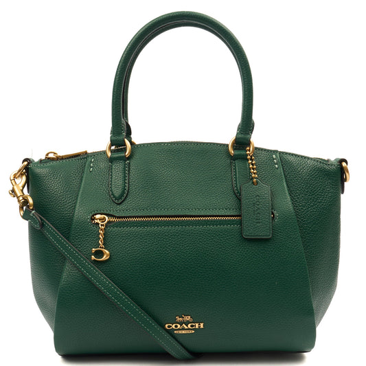 Coach Satchel Elise Satchel in Green, Leather — Front View