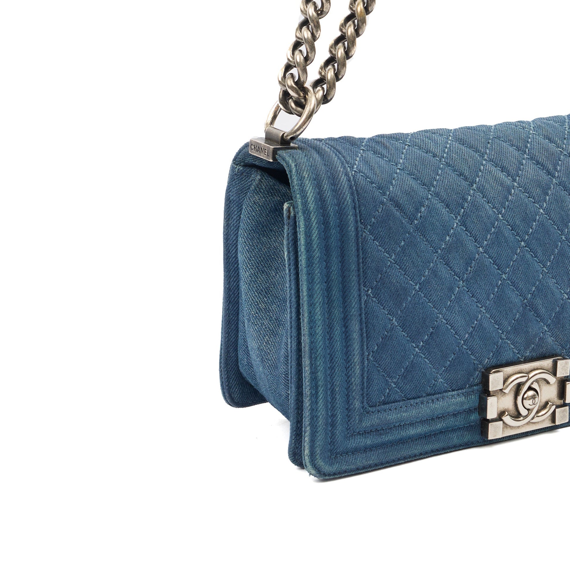 Chanel Shoulder Bag Boy - Medium in Blue, Fabric — Alternate View 23