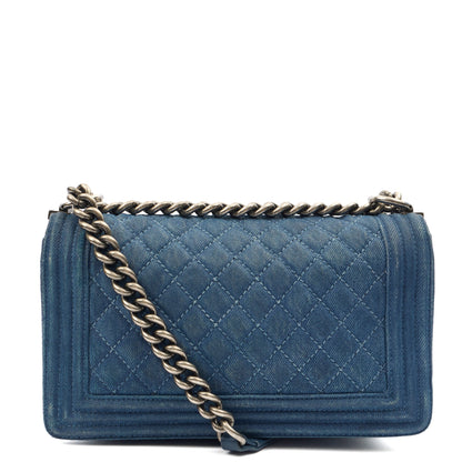 Chanel Shoulder Bag Boy - Medium in Blue, Fabric — Alternate View 11