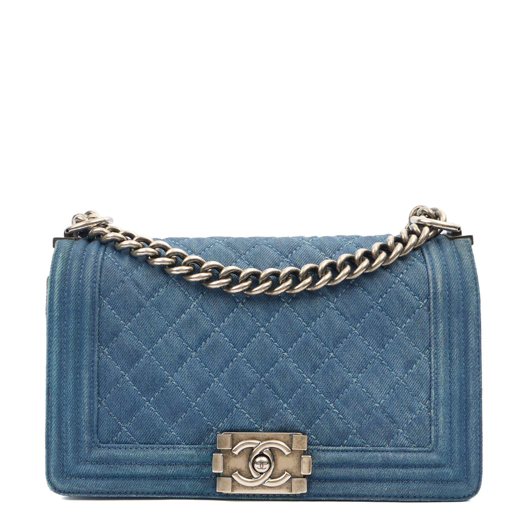 Chanel Shoulder Bag Boy - Medium in Blue, Fabric — Alternate View 17
