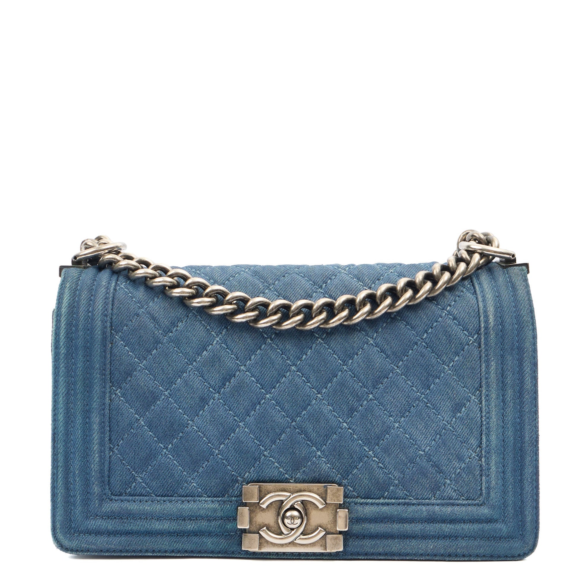 Chanel Shoulder Bag Boy - Medium in Blue, Fabric — Alternate View 17