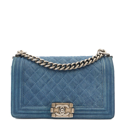Chanel Shoulder Bag Boy - Medium in Blue, Fabric — Alternate View 17