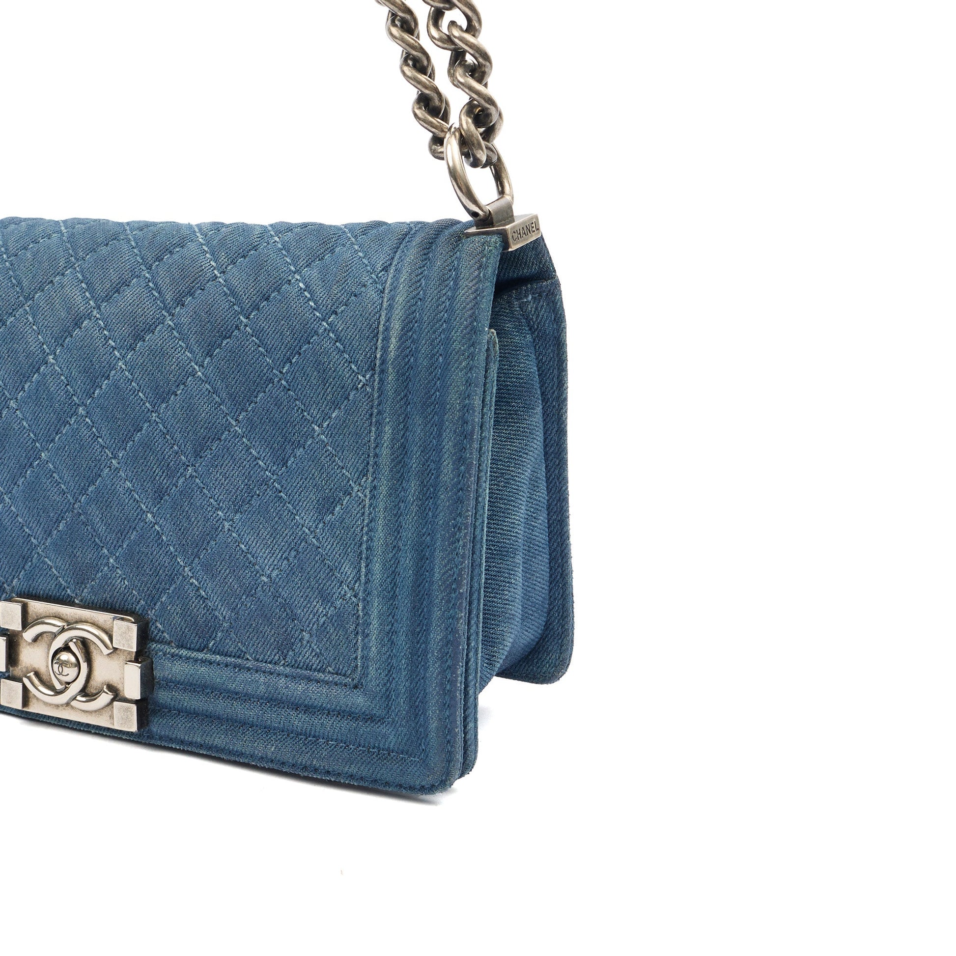 Chanel Shoulder Bag Boy - Medium in Blue, Fabric — Alternate View 13