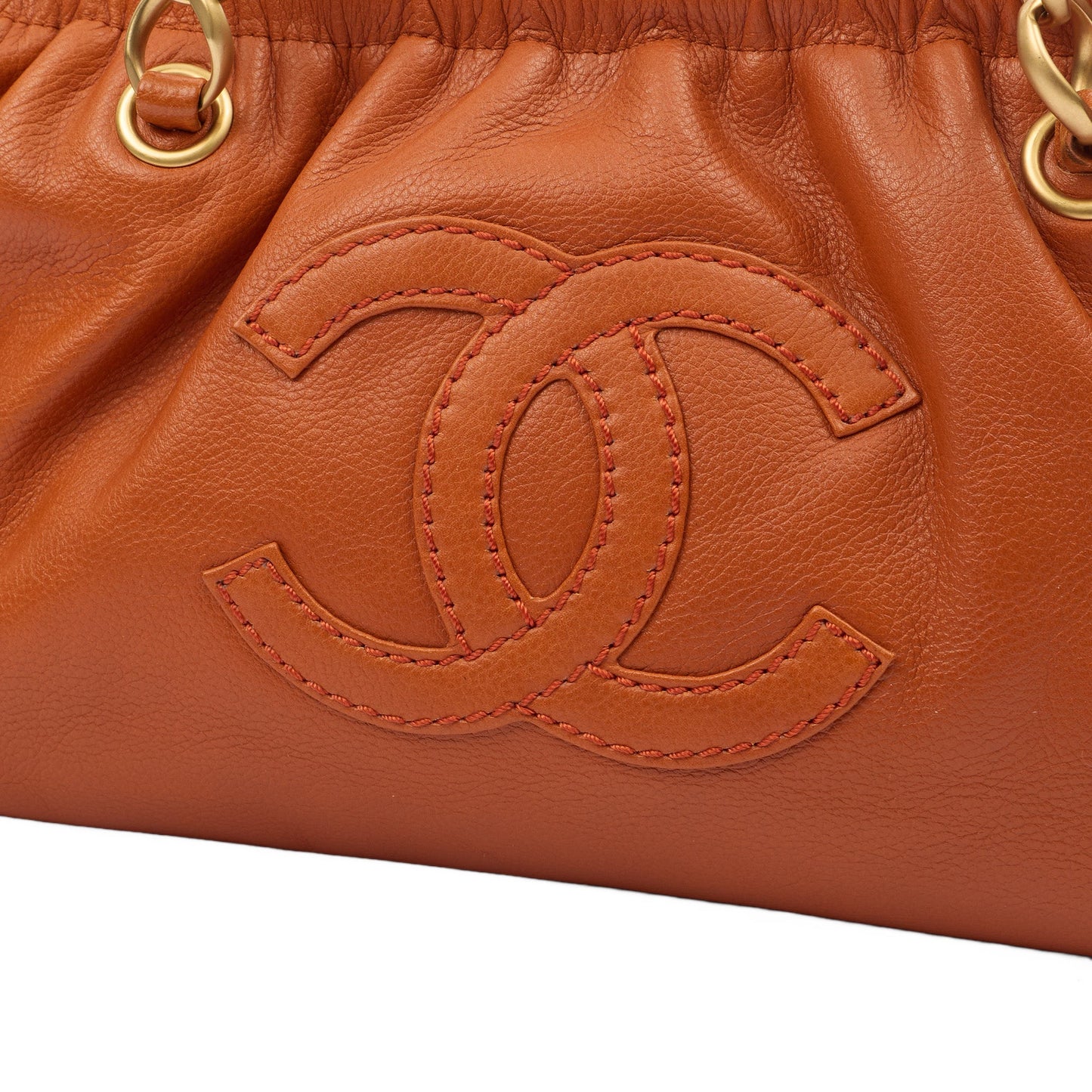 Chanel Shoulder Bag Shoulder Bag in Orange, Calfskin Leather — Alternate View 7