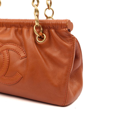 Chanel Shoulder Bag Shoulder Bag in Orange, Calfskin Leather — Lifestyle View