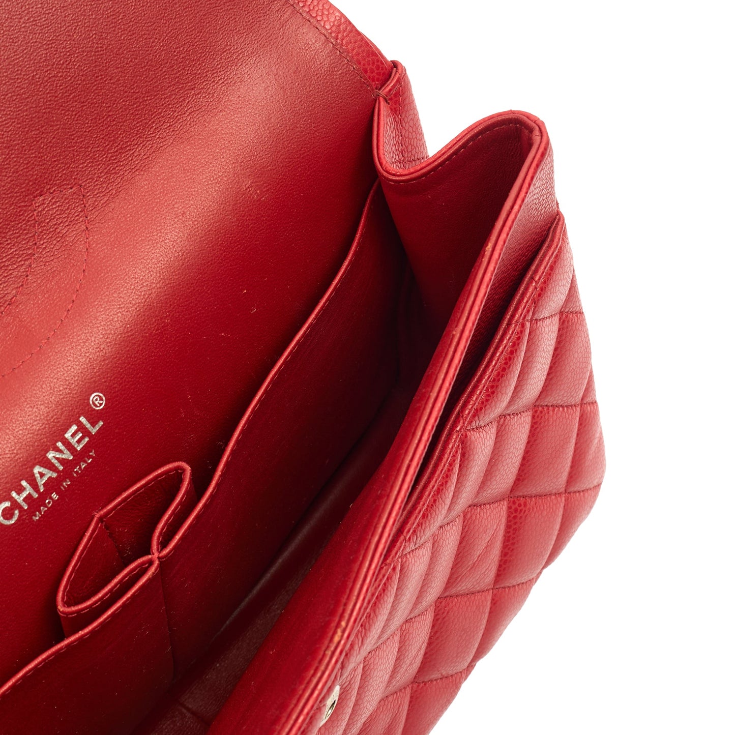 Chanel Shoulder Bag Classic Double Flap - Large in Red, Caviar Leather — Alternate View 10