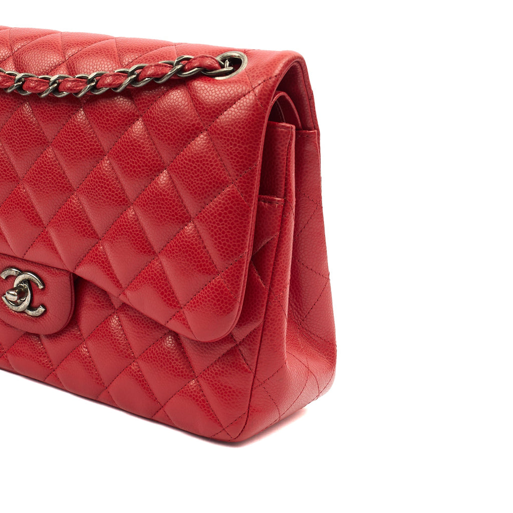 Chanel Shoulder Bag Classic Double Flap - Large in Red, Caviar Leather — Alternate View 15
