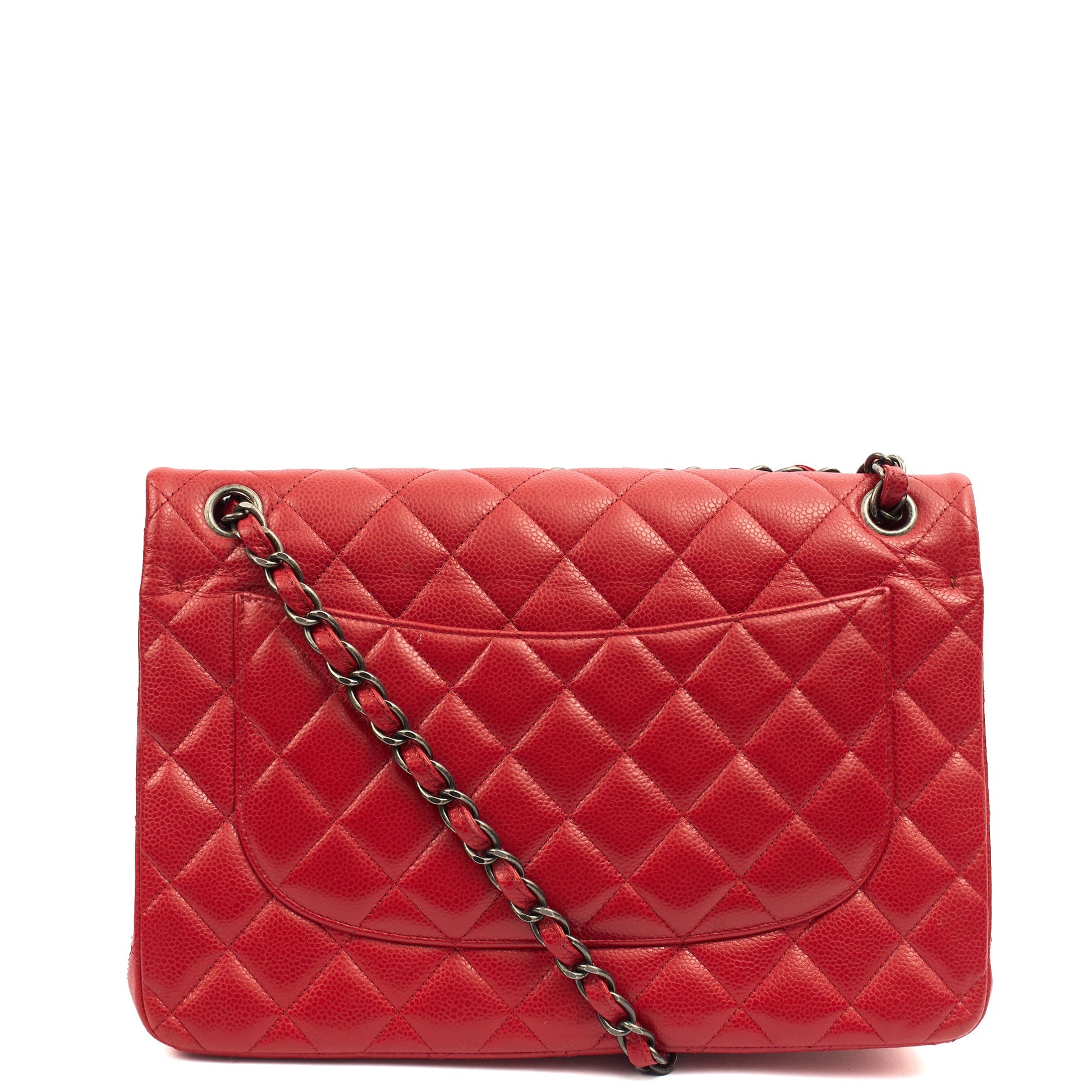 Chanel Shoulder Bag Classic Double Flap - Large in Red, Caviar Leather — Alternate View 23