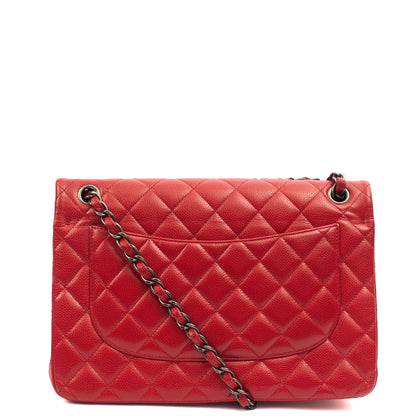 Chanel Shoulder Bag Classic Double Flap - Large in Red, Caviar Leather — Alternate View 13