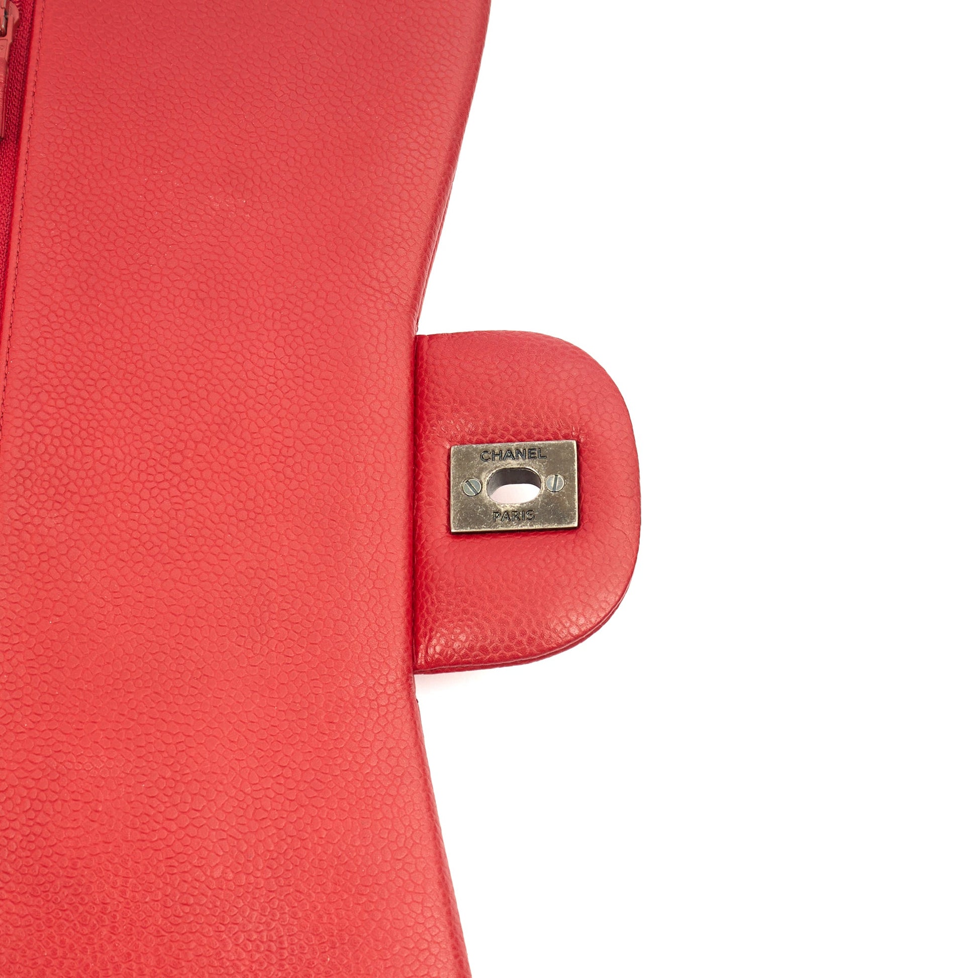 Chanel Shoulder Bag Classic Double Flap - Large in Red, Caviar Leather — Alternate View 29