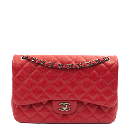 Chanel Shoulder Bag Classic Double Flap - Large in Red, Caviar Leather — Alternate View 11